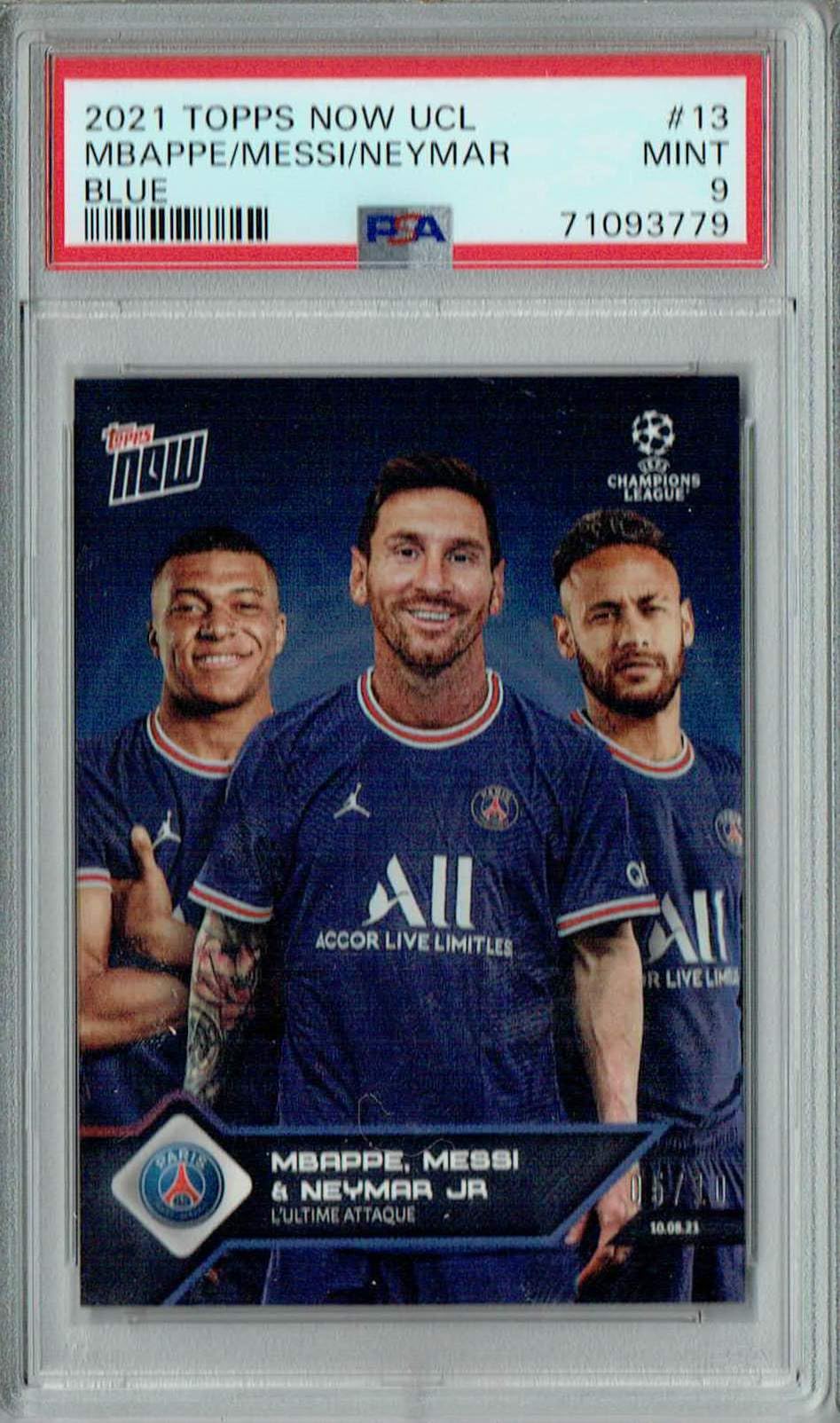 Amazon.com: Mbappe/Lionel Messi/Neymar PSA 9 2021 Topps Now UCL